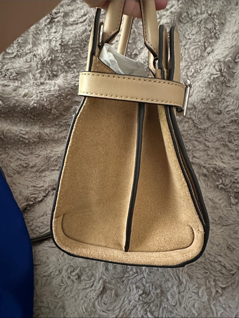 Le Tanneur Emie MEDIUM HANDBAG IN SMOOTH LEATHER AND NUBUCK NWOT - Picture 6 of 7